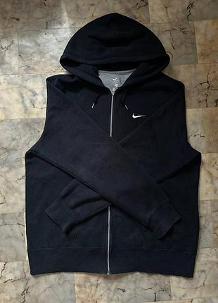 Кофта мужская nike на молнии с капюшоном, темно-синяя