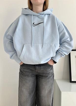 Світло-блакитне худі на флісі nike swoosh