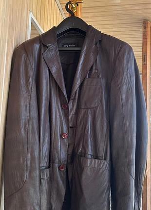 Мужской кожаный пиджак jörg weber, натуральная кожа, р. 52 (xl)
