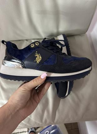 Кросівки жіночі polo ralph lauren велюрові сині, розмір 38