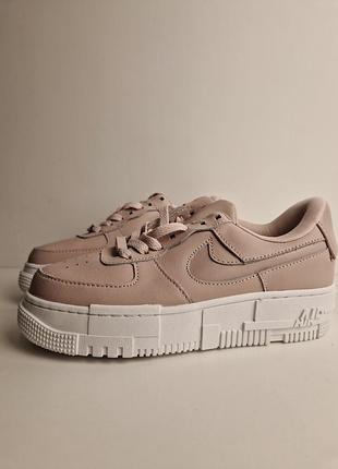 Кросівки жіночі шкіряні nike af1 на платформі пудрово бежеві в'єтнам