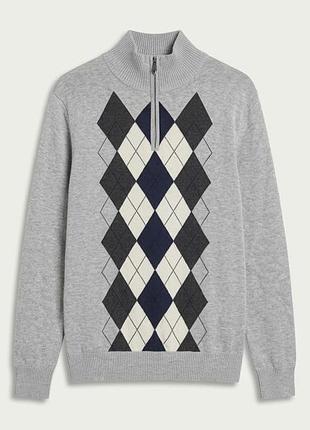 Мужской хлопковый джемпер с "ромбами" на молнии 1/4 dresmann, норвегия 💰договорная