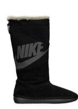 Женские зимние сапоги nike,черного цвета из замши и искусственного меха