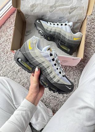 Кроссовки унисекс nike air max 95 серые с желтым