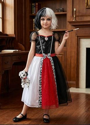 Карнавальный костюм круэллы де виль cruella de vil для девочки9_10р. тематические вечеринки, хеллоуин геловин