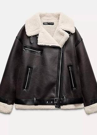 Жіноча дублянка zara шоколадного кольору розмір s