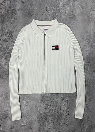 Светр жіночий tommy hilfiger білий на блискавці