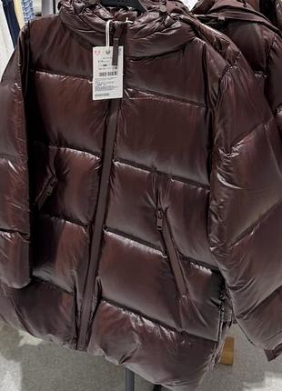 Пуховик бургунді zara