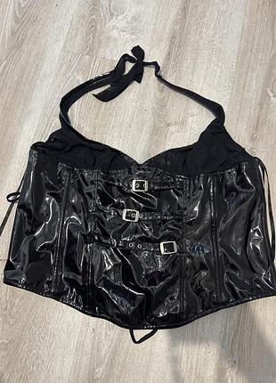 Корсет з лакованої шкіри еротичний корсет ann summers, xl