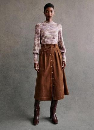 Роскошная вельветовая юбка меди sézane clarine skirt caramel | размер 38 | французский бренд
