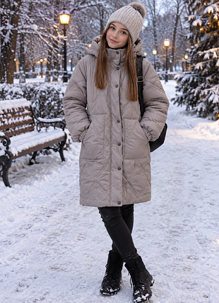 Куртка для дівчинки зимова бежева