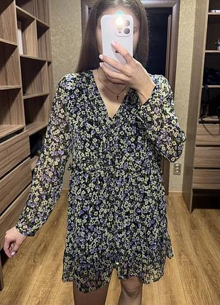 Коротка жіноча сукня zara з квітковим принтом