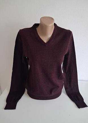 H&m бордовий вовняний джемпер.100%мериносова вовна.розмір s