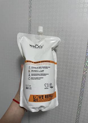 Шампунь wedo/ professional rich & repair для пошкодженого волосся 1000 мл, шампунь wella 1000 мл