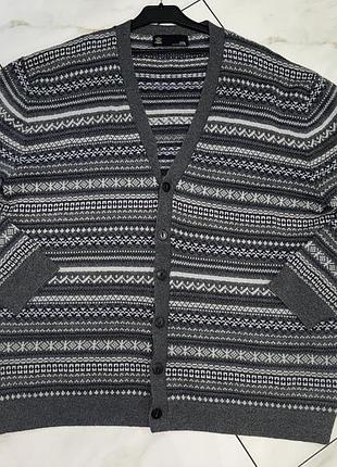 Мужской шерстяной классический кардиган next 3xl (56-58)