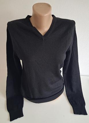 H&m вовняний джемпер із 100%мериносової вовни.колір чорний розмір s.