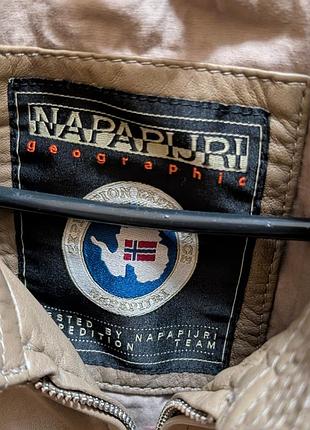 Куртка napapuri шкіряна бежева 3