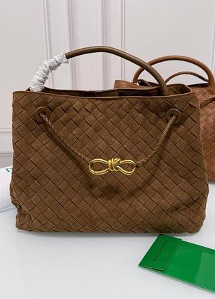 Сумка bottega venetta  натуральный замш  size 32 cm коричнева