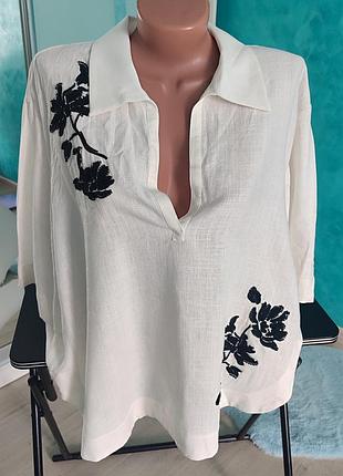 Блуза оверсайз zara, лен, вискоза