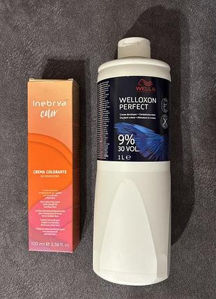 Оксид 9% welloxon perfect та коректор для волосся синій inebrya color blue