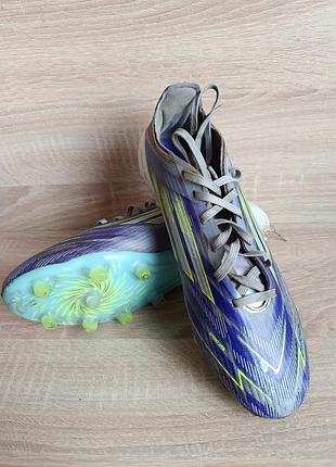 Бутси чоловічі adidas f50 fg, фіолетово -зелені, розмір 39 устілка 24,5