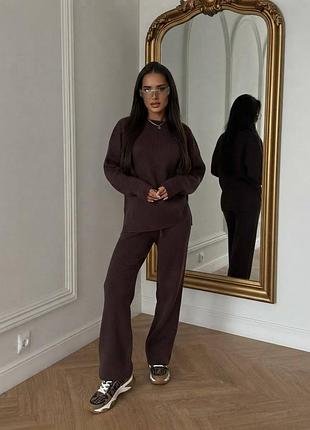 Жіночий теплий ангоровий костюм з брюками палаццо мод 243