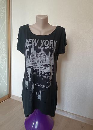 Удлиненная женская футболка с логотипом new york