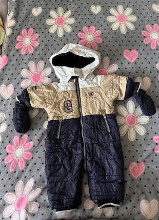 Зимовий комбінезон для хлопчиків chicco демісезонний, білий, бежевий, синій