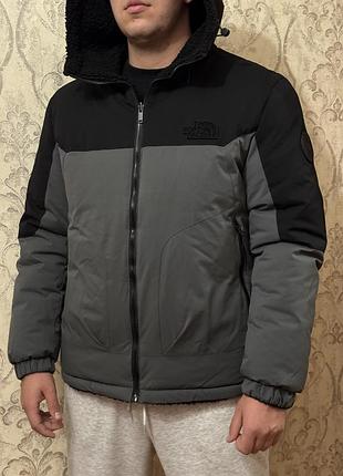 Куртка чоловіча зимова the north face, чорно-сіра