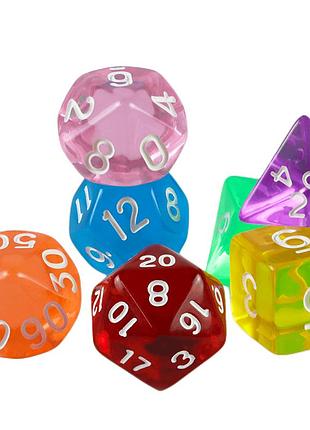 Різнобарвні кубики dungeons and dragons dnd підземелля і дракони прозорі дайси набір кольорових кубиків днд d20-настілка