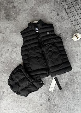 Жилетка чоловіча stone island з капюшоном, чорна