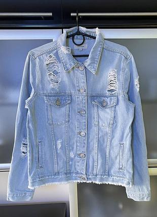 River island джинсова курточка з кишенями унісекс