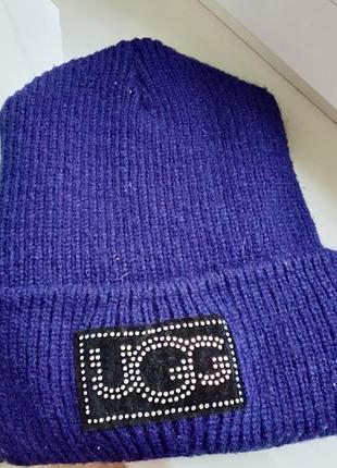 Шапка жіноча ugg зимова синя💙