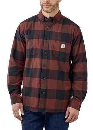 Фланелева сорочка carhartt rugged flex relaxed fit twill твіл у червону клітинку з логотипом оригінал чоловіча рs-m щільна зносостійка