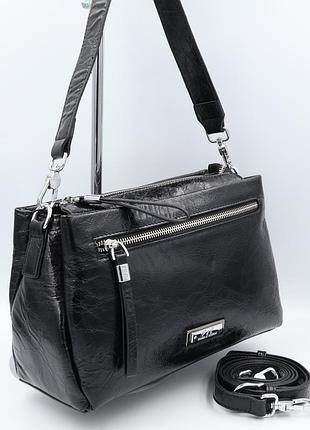 Сумка жіноча шкіряна polina &amp; eiterou c1025-b black