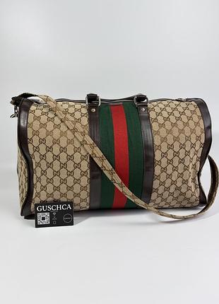 Стильна дорожня сумка в стилі g*cci (boston / duffle bag)