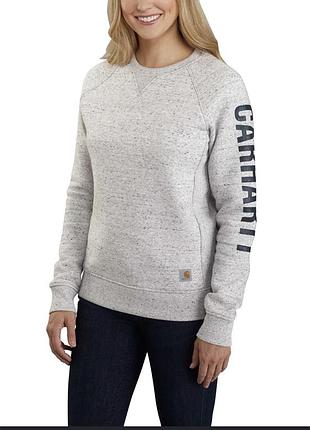 Сірий світшот від бренду carhartt (модель relaxed fit midweight crewneck з набитим логотипом на рукаві)