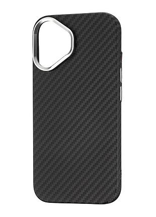 Чохол luxo free air carbon з magsafe для iphone 16 чорний протиударний із полікарбонату
