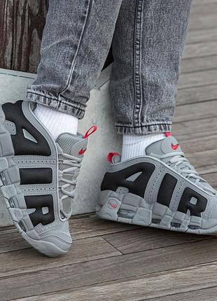 Кроссовки мужские nike air more uptempo low grey black red