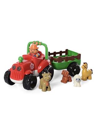 Детский музыкальный трактор limo toy m 5572 ua с прицепом звуковые и световые эффекты 36 см