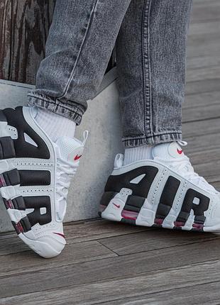 Кроссовки мужские nike air more uptempo low white black red