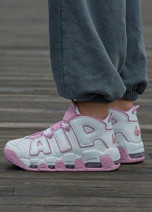 Кросівки жіночі nike air more uptempo white pink