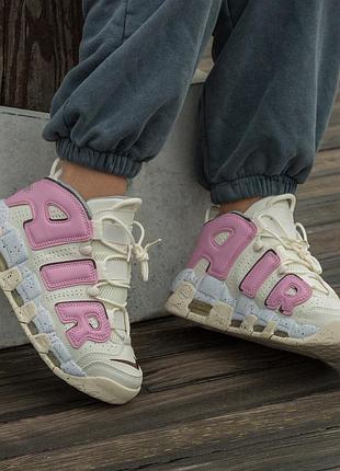 Кросівки жіночі nike air more uptempo cream pink