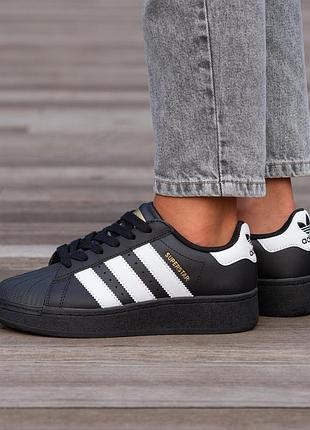 😍 жіночі кросівки adidas superstar plat black