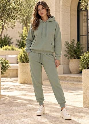 Костюм new color жіночий м'ятний спортивний теплий прогулянковий на флісі зі світшотом