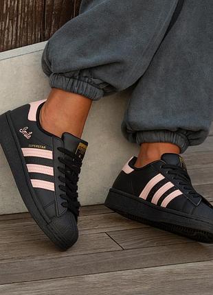 😍 жіночі кросівки adidas superstar smile black pink
