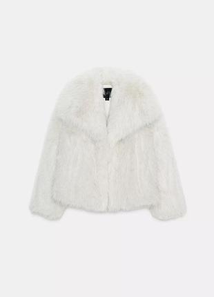 Жіноча шуба zara zw collection зі штучного хутра, молочна, розмір m