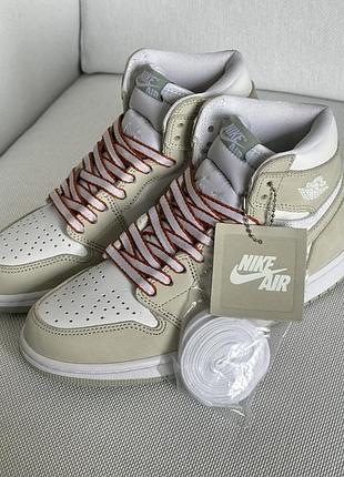Кросівки nike air jordan wmns 1 high og white/olive cd0461-002