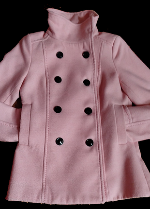 Пальто жіноче рожеве з високим коміром (pea coat)