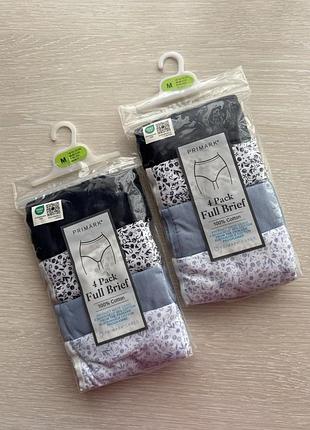 Трусики жіночі primark full brief, 4 шт., бавовна, розмір m